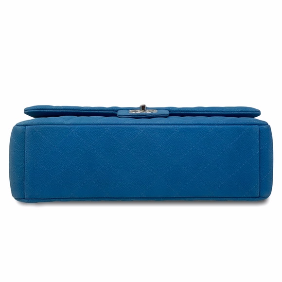 Chanel Maxi Suede Caviar Classic Flap Bag Blue - Picture 7 of 13